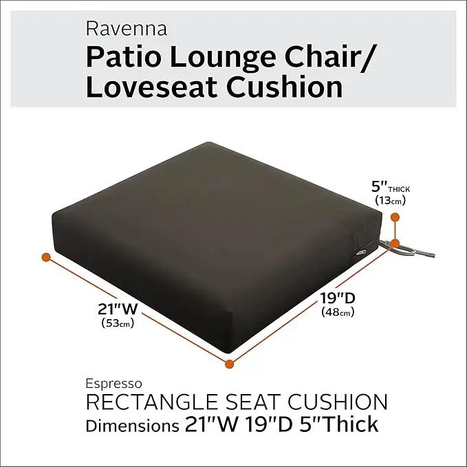 Classic Accessories Ravenna Water-Resistant 21 x 19 x 5 Inch Patio Seat Cushion, Espresso, Patio Loveseat Cushion by GreenHaven Gardens