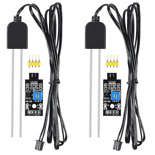 Alinan 2Sets Resistive Soil Moisture Sensor, Humidity Detector with Corrosion Resistant Probe, Digital Analog Signal Output for Garden Automatic Watering System by GreenHaven Gardens
