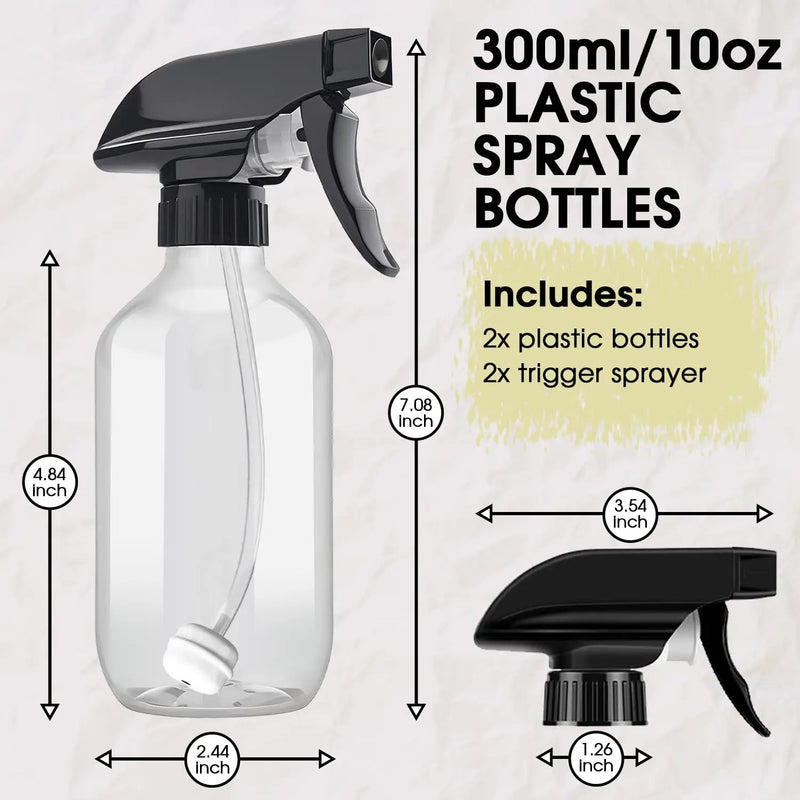 2 Packs Plastic Spray Bottles 360° Water Spray Bottle for Cleaning - 10 oz/300 ml Upside Down Spray Bottle Small Squirt Bottle with Adjustable Nozzle for Hair, Cooking, Plant, Pet (Brown + Green) by GreenHaven Gardens