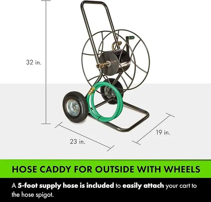 Yard Butler Hose Reel Cart with Wheels Heavy Duty 200 Foot Metal Hose Reel Suitable for Gardens, Lawns and Outdoor - IHT-2EZ by GreenHaven Gardens