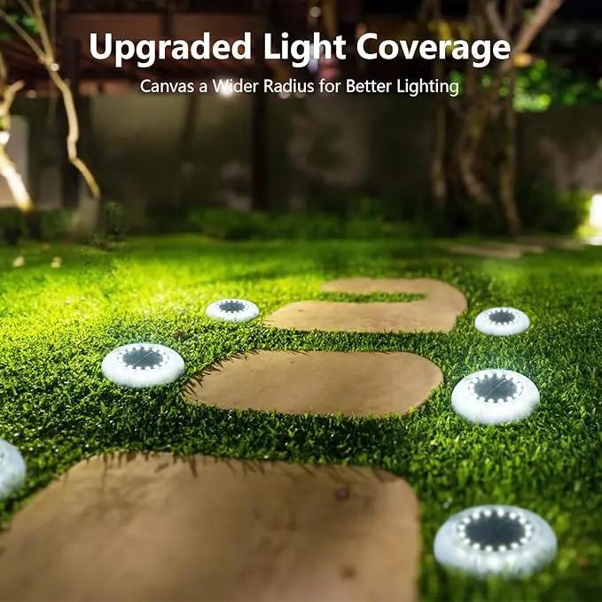 Flumy Solar Ground Lights, 8 Pack 16 LED Solar Lights Outdoor Waterproof, Solar Garden Lights for Outside Patio Pathway Yard Lawn Driveway Pathway Walkway, Outdoor Christmas Decorations(Cool White) by GreenHaven Gardens
