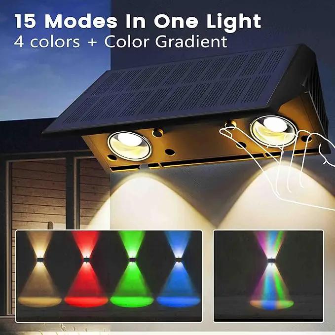 Fence Lights Solar Powered, 12-Pack Solar Fence Lights Up/Down Flexible Buttons, IP67 Waterproof for Outdoor, 120LM Bright, Auto Dusk to Dawn for Wall/Stairs/Yard/Railing/Deck/Pathway (White & RGB) by GreenHaven Gardens