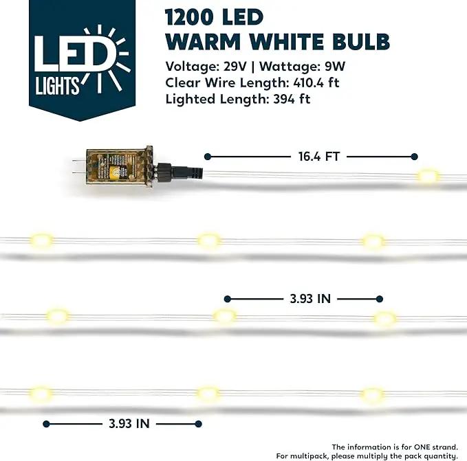 Joiedomi 1200 LED Christmas Lights Outdoor,394 FT Warm White Christmas Tree Lights with 8 Modes Timer, PVC Clear Wire String Lights with Reel for Indoor Outdoor Holiday Xmas Eve Night Decorations by GreenHaven Gardens