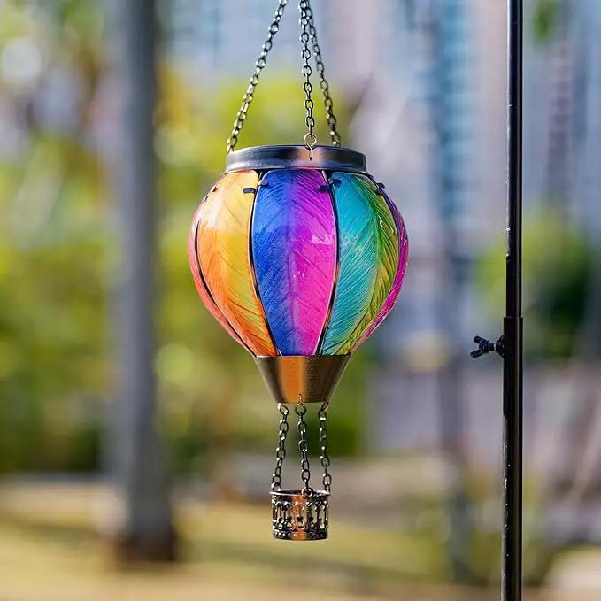 Solar Hot Air Balloon Lantern with Flame Outdoor Lights, Solar Lantern Gardening Gifts for Mom Grandmom, Hanging Hot Air Balloon Lights Outdoor Waterproof Decor for Patio by GreenHaven Gardens