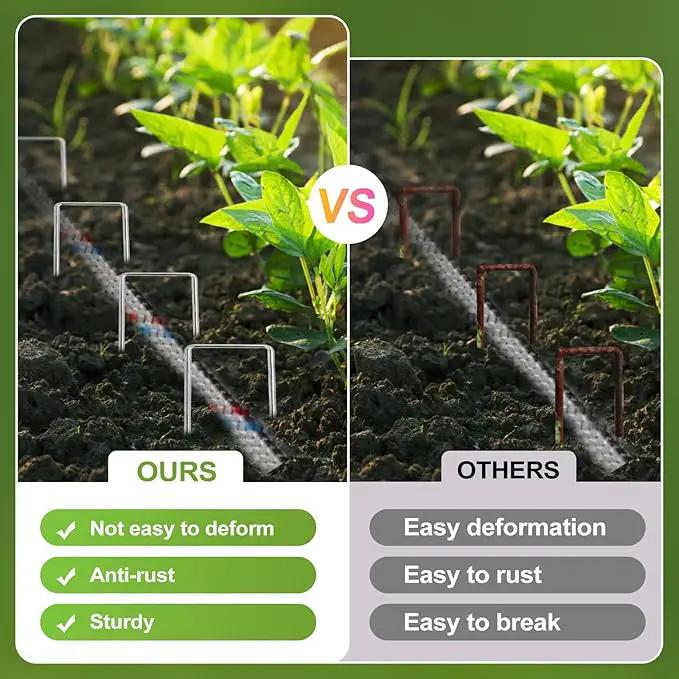 30 Pcs Galvanized Landscape Staples Metal Garden Stakes Heavy Duty for Ground Cover, U-Shaped Pins Yard Stakes Weed Barrier Fabric, Garden Hose, Drip Irrigation, 1.6 inch*(6+4 inch) by GreenHaven Gardens
