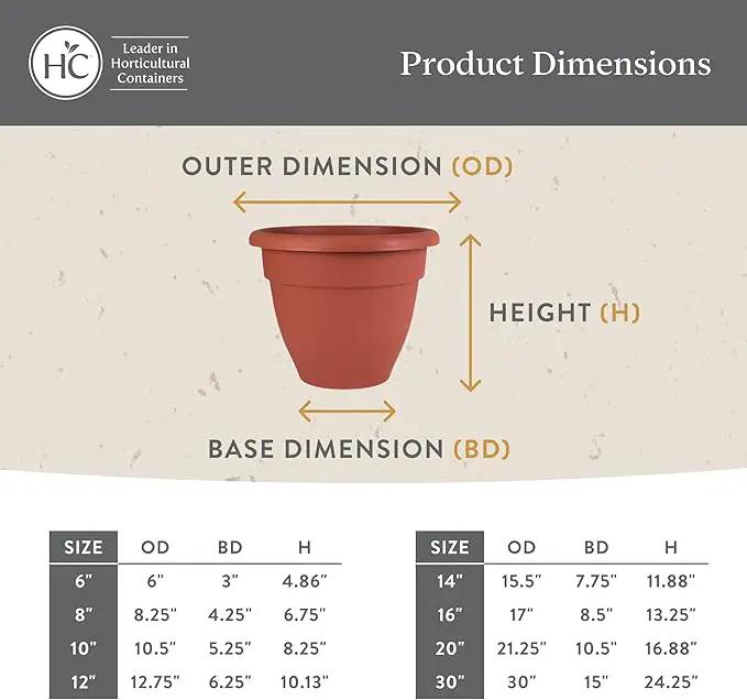The HC Companies 14 Inch Caribbean Planter - Lightweight Indoor Outdoor Plastic Plant Pot for Herbs and Flowers, Warm Gray by GreenHaven Gardens