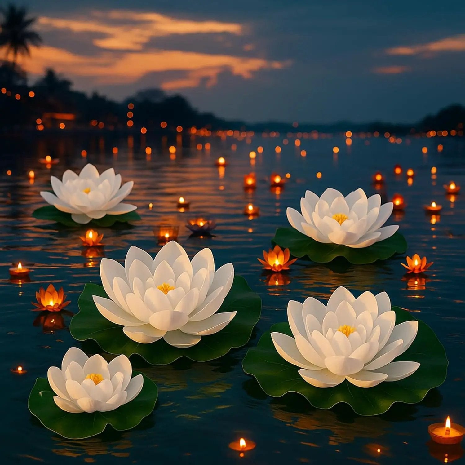 Yunlly 24 Pcs Floating Foam Lotus Flower with Water Lily Pads Artificial Floating Pool Flowers Lifelike Pond Accessories Floating Pool Decorations for Home, Garden Aquarium Party Wedding Decor, White by GreenHaven Gardens