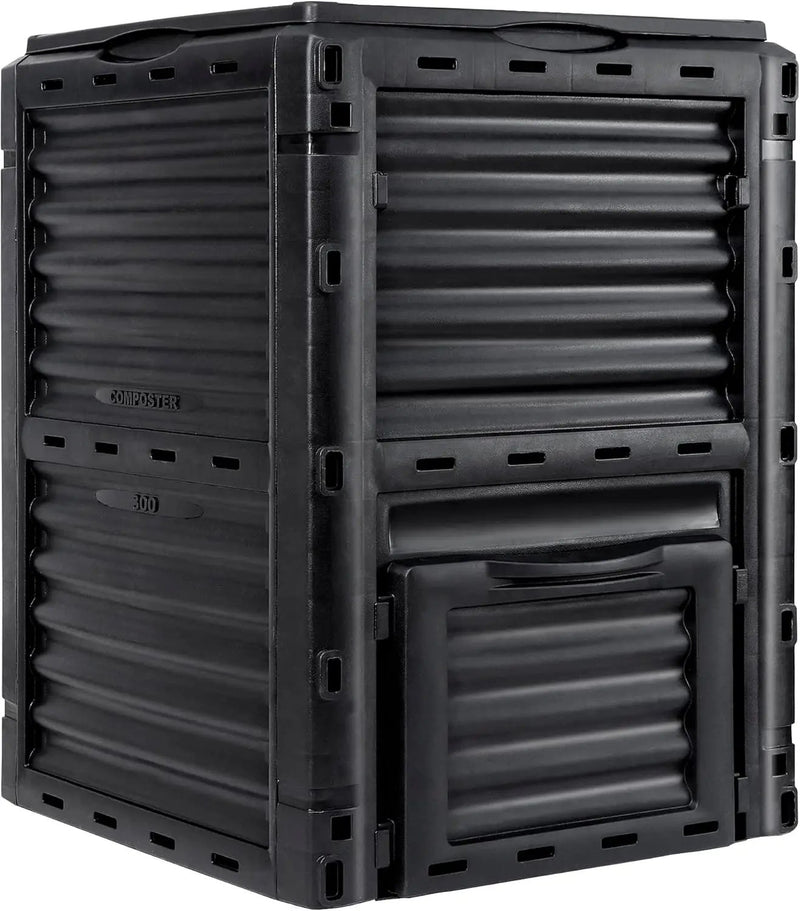 F2C Garden Compost Bin from BPA Free Material -80 Gallon(300 L) Large Compost Bin Aerating Outdoor Compost Box Easy Assembling, Lightweight, Fast Creation of Fertile Soil, Black by GreenHaven Gardens