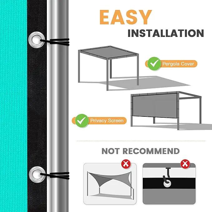 VICLLAX Shade Fabric Sun Shade Cloth with Every 2 FT Grommets for Patio Garden Pergola Cover Canopy 7x10 FT, Turquoise by GreenHaven Gardens