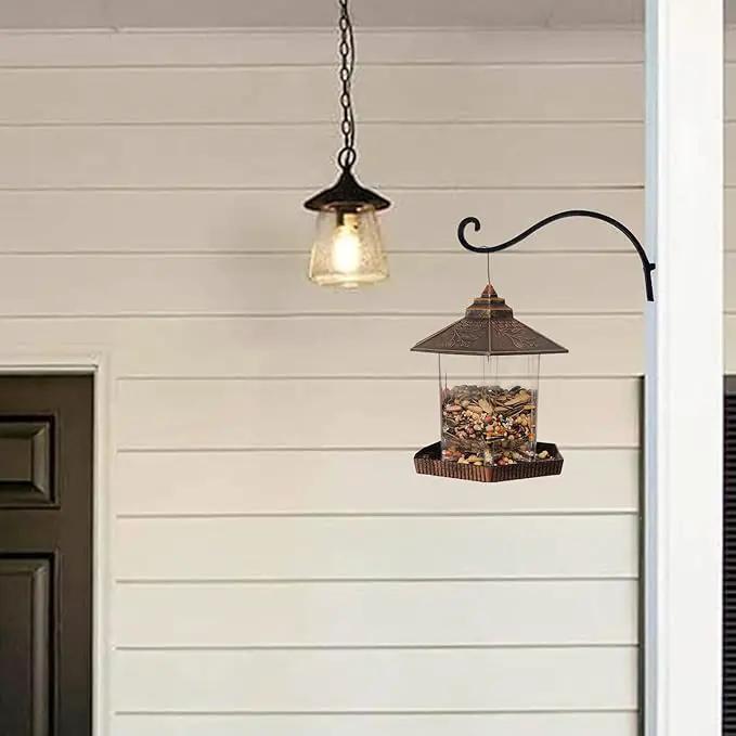 Hourleey 2 Pack Plant Hanger Outdoor, 12 Inch Heavy-Duty Hanging Plant Hook for Outside Basket, Black Metal Wall Mount Plant Bracket Hook for Flower Baskets Bird Feeder by GreenHaven Gardens