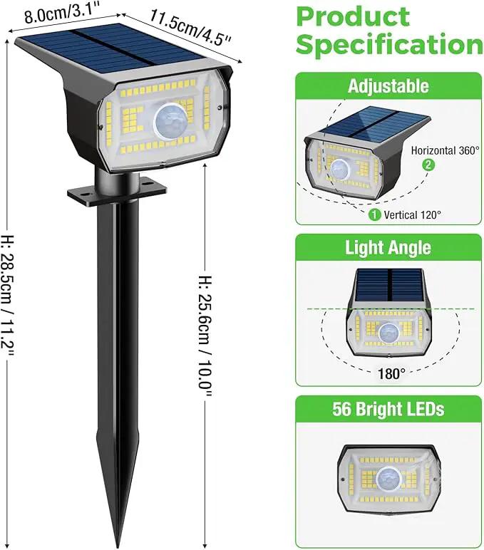 nipify Solar Spot Lights Outdoor Motion Sensor with 3 Modes, Solar Spotlights Outdoor Waterproof 2-in-1 Auto On/Off Solar Landscape Lighting for Outside Yard Wall Garden Pathway, Cool White, TBD-33 by GreenHaven Gardens