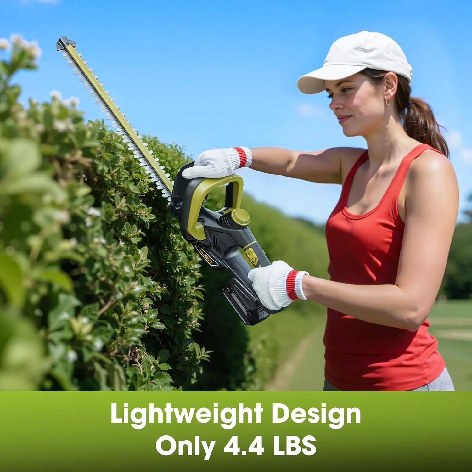 Hedge Trimmer for Dewalt 20V Battery, Cordless Hedge Trimmer with 22'' Dual-Action Blade, 1600RPM, 3/5'' Cutting Width, Rotatable Handle & Dual-Switch Design (Battery Not Included) (Green) by GreenHaven Gardens