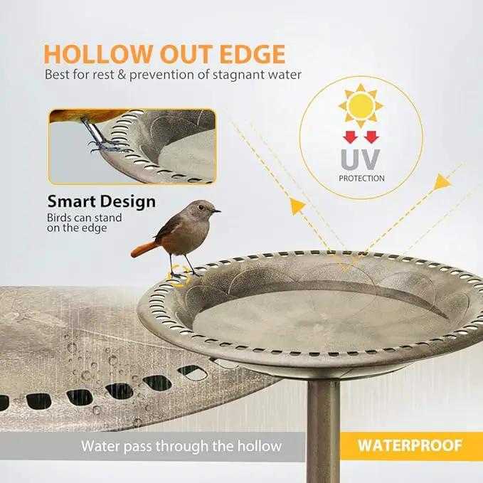 VIVOHOME 28 Inch Height Polyresin Lightweight Antique Outdoor Garden Bird Bath Copper by GreenHaven Gardens