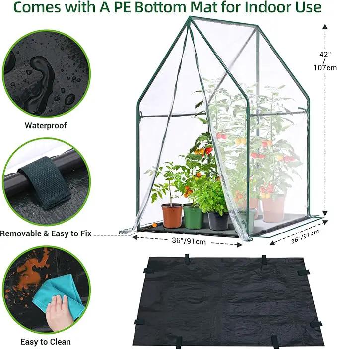 Mini Greenhouse for Indoor Outdoor: Ohuhu Portable Green House with Waterproof Pad for Small Plants Nursery Germination, 36"x36"x58.5" Heavy-Duty PVC Cover Tent Humidity Dome Seedling Accessory by GreenHaven Gardens
