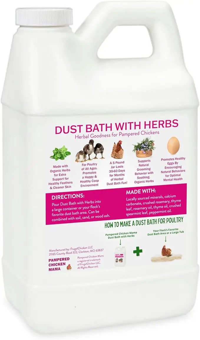 10.5 lb Pampered Chicken Mama Dust Bath with Organic Herbs & Essential Oils for Chickens, Quail, & Poultry | Dust Bath for Chickens to Keep Feathers Clean & Healthy by GreenHaven Gardens