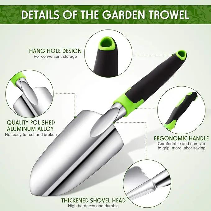 2 Pcs Garden Trowel Hand Shovel Tool Soil Scoop with Soft Rubberized Non Slip Handle Aluminum Alloy Potting Shovel for Digging Planting (Yellow, Green) by GreenHaven Gardens