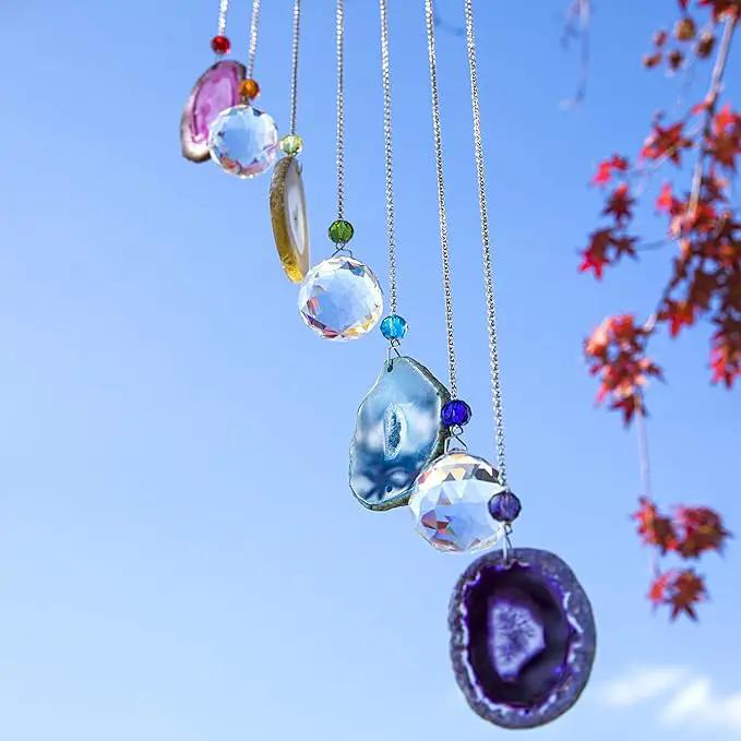 Agate Decor Crystal Prism Suncatcher Window Garden Hanging Sun Catchers Rainbow Maker Pendant by GreenHaven Gardens