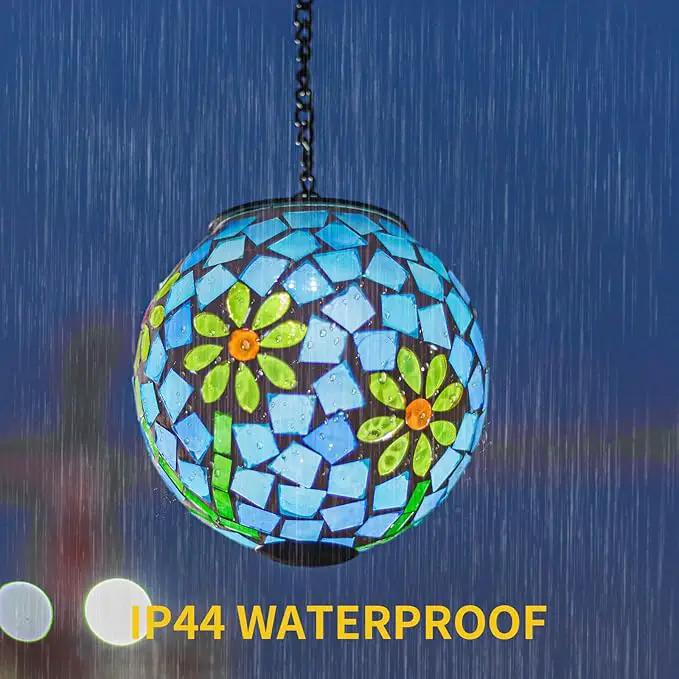 VCUTEKA Solar Lanterns Outdoor Waterproof - Hanging Solar Lights Garden LED Lanterns Mosaic Glass Design for Landscape Patio Yard Garden Pathway Decoration by GreenHaven Gardens