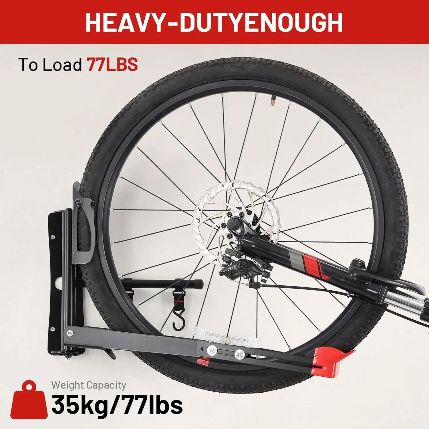 Bike Wall Mount Rack Adjustable & Foldable Garage Bike Rack with Swivel Design & 2 Storage Hooks, Fits 20"-29" Bikes, Holds Up to 77 lbs, Easy Install & Space-Saving Bike Storage 1 Pack by GreenHaven Gardens