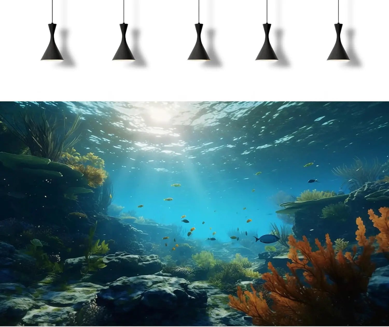 Ocean Floor Fish Tank Background Underwater Rock Aquarium Background Under The Sea Terrarium Backgrounds Aquatic Plants Sunlight Fish Tank Backgrounds Tropical Fish Aquarium Wallpaper 48x18in by GreenHaven Gardens