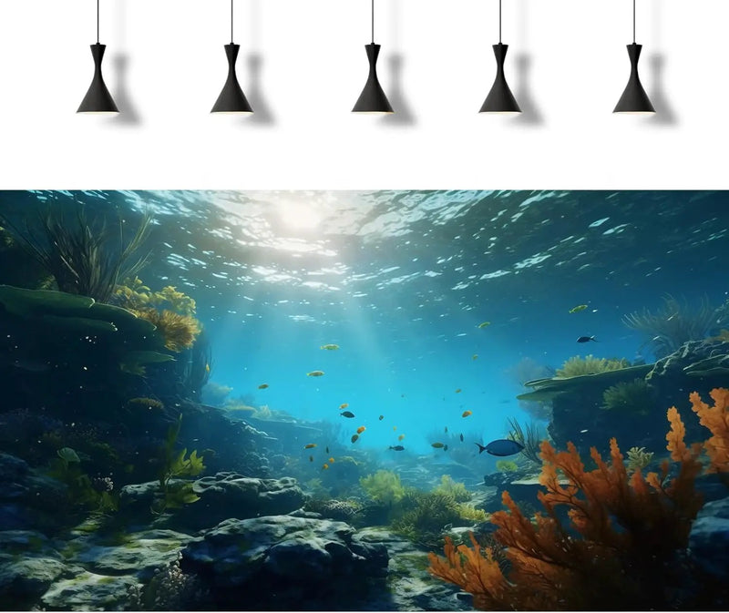 Ocean Floor Fish Tank Background Underwater Rock Aquarium Background Under The Sea Terrarium Backgrounds Aquatic Plants Sunlight Fish Tank Backgrounds Tropical Fish Aquarium Wallpaper 48x18in by GreenHaven Gardens