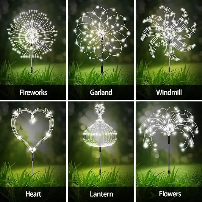 8 Pack Outdoor Solar Garden Lights, Firework Lights Solar Powered 8 Modes, Solar Landscape Lamp Outside Decor with Remote Control,120 LED Waterproof DIY String Lights for Yard Pathway Decoration by GreenHaven Gardens