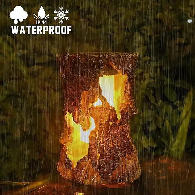 pearlstar Solar Lanterns Outdoor Tree Stump Fire Flame Light Halloween Decorative Solar Powered Lantern Waterproof Decor for Patio Garden Yard Pathway Lawn Deck,1PACK by GreenHaven Gardens
