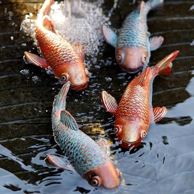 Koi Fish Decor - Set of 2 Antique Koi Fish Garden Statue for Outdoors, Patio and Backyard Decoration by GreenHaven Gardens