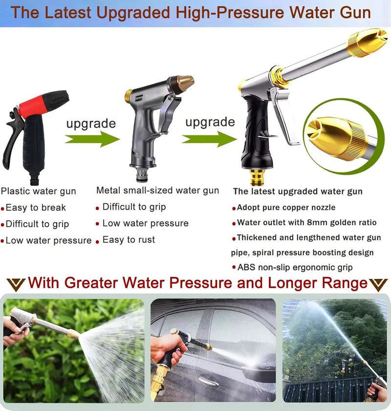 Upgrade Garden Hose Nozzle,100% Heavy Duty Metal Spray Gun With Full Brass Nozzle,High Pressure Water Hose Nozzle Sprayer Head,3/4" Quick Connectors,for Lawn & Garden,Washing Cars,Showering Dogs&Pets by GreenHaven Gardens