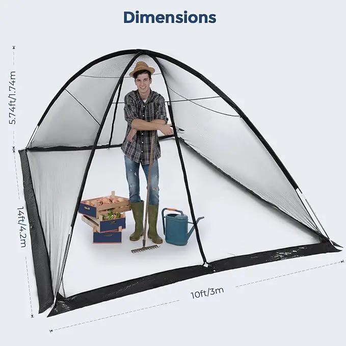 DEERFAMY Pond Net Dome, 10×14 FT Pond Cover with 2 Doors, Pond Mesh Tent with 4 Ropes, 16 Stakes, and Fiberglass Poles, Pond Netting for Koi, Outdoor Ponds, Pool and Gardens, Black by GreenHaven Gardens