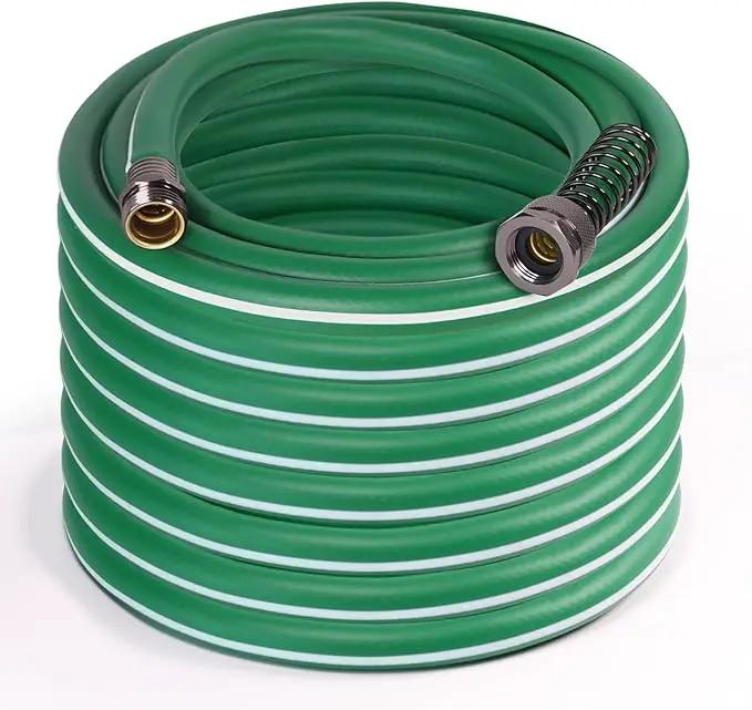 Heavy Duty Garden Hose 100 ft – Outdoor Hybird Water Hose with Solid Fitting - Flexible, Kinkless, Lightweight Garden Hose for Lawn Watering, Car Washing - Burst 500 Psi (100 ft) by GreenHaven Gardens