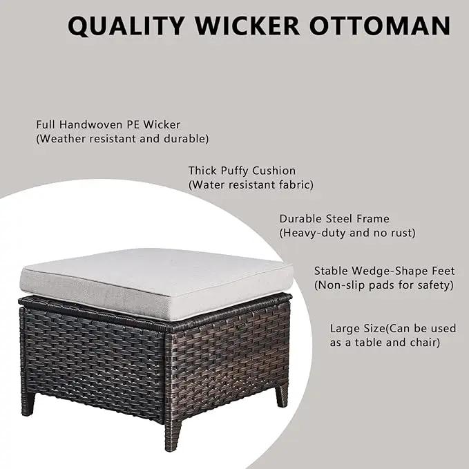Outdoor Wicker Patio Furniture Set - 6 Piece Rattan Patio Conversation Set with 2 Rocking Swivel Chairs,2 Ottomans,1 Loveseat and 1 Coffee Table for Porch Deck Backyard Garden(Brown/Beige) by GreenHaven Gardens