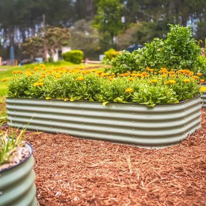 Vego garden Raised Garden Bed Kit, 17" Tall 10 in 1 Modular Metal Raised Garden Beds Kit, Metal Planter Box for Vegetables, Flowers, Herbs, Olive Green by GreenHaven Gardens