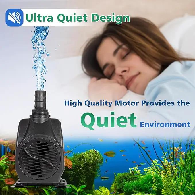 Submersible Water Pump, 660GPH 45W Ultra Quiet Fountain Pump (2500L/H), with 4 Nozzles 8.2ft High Lift for Aquarium, Fish Tank, Pond, Waterfall, Outdoor, Statuary, Hydroponics by GreenHaven Gardens