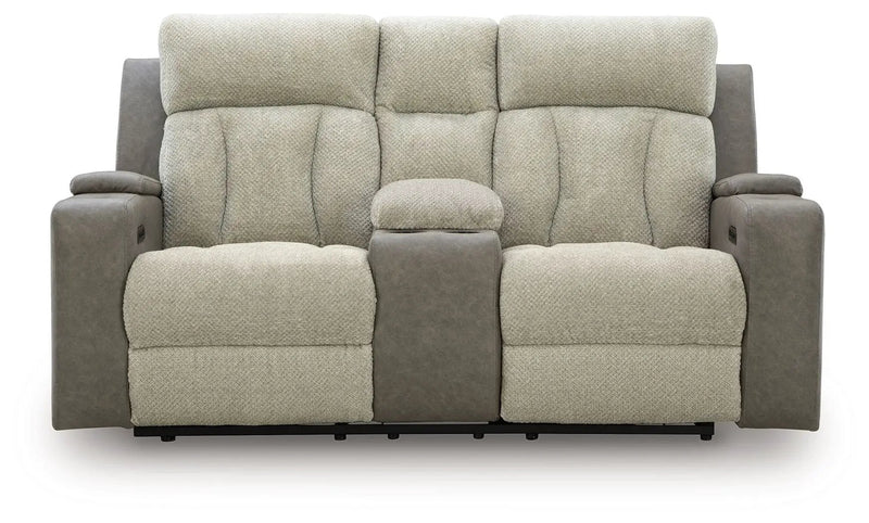 WhipLash - Power Reclining Loveseat With Console / Adj Headrest - Sisal by Unique Piece Furniture