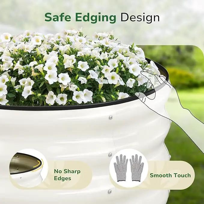 GreatBuddy 2x2x1 ft Round Galvanized Raised Garden Bed, Easy-Assembly Raised Bed with Anti-Cut Gloves & Tools, Rust-Proof Garden Bed for Outdoor, Vegetables, Herbs, Small Trees, White by GreenHaven Gardens
