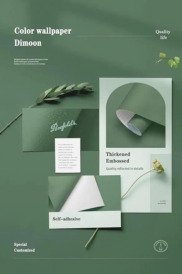 Dimoon 787''x17.7'' Green Peel and Stick Wallpaper Contact Paper Modern Self Adhesive Wall Paper Removable Renter Friendly Textured Solid Color Shelf Cabinet Vinyl Roll (787''x17.7'',Dark Green) by GreenHaven Gardens