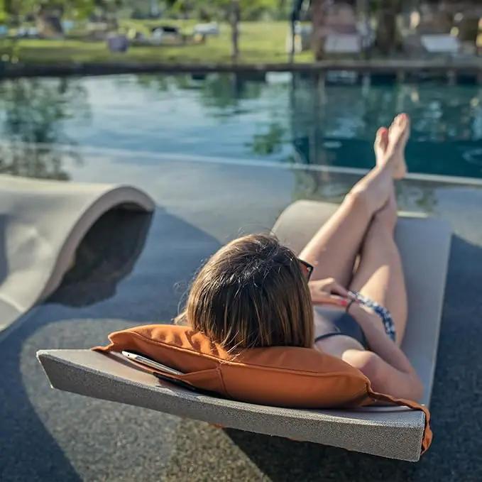 Ledge Lounger - Signature Chaise - Inside Pool & Sun Shelf Lounge Chair - Designed for Shallow Shelves Up to 9” - Compatible with All Pool Types - Poolside & Sun Deck Tanning - Set of 2 - Sandstone by GreenHaven Gardens