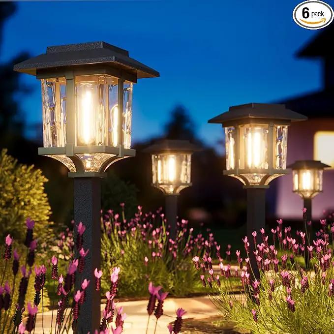 XMCOSY+ Solar Outdoor Lights Waterproof IP65, Solar-Powered Garden/Yard/Pathway Lights with Warm White 2-Tone Bronze-Wood Stainless Steel Design for Landscape Driveway Walkway Decorative by GreenHaven Gardens