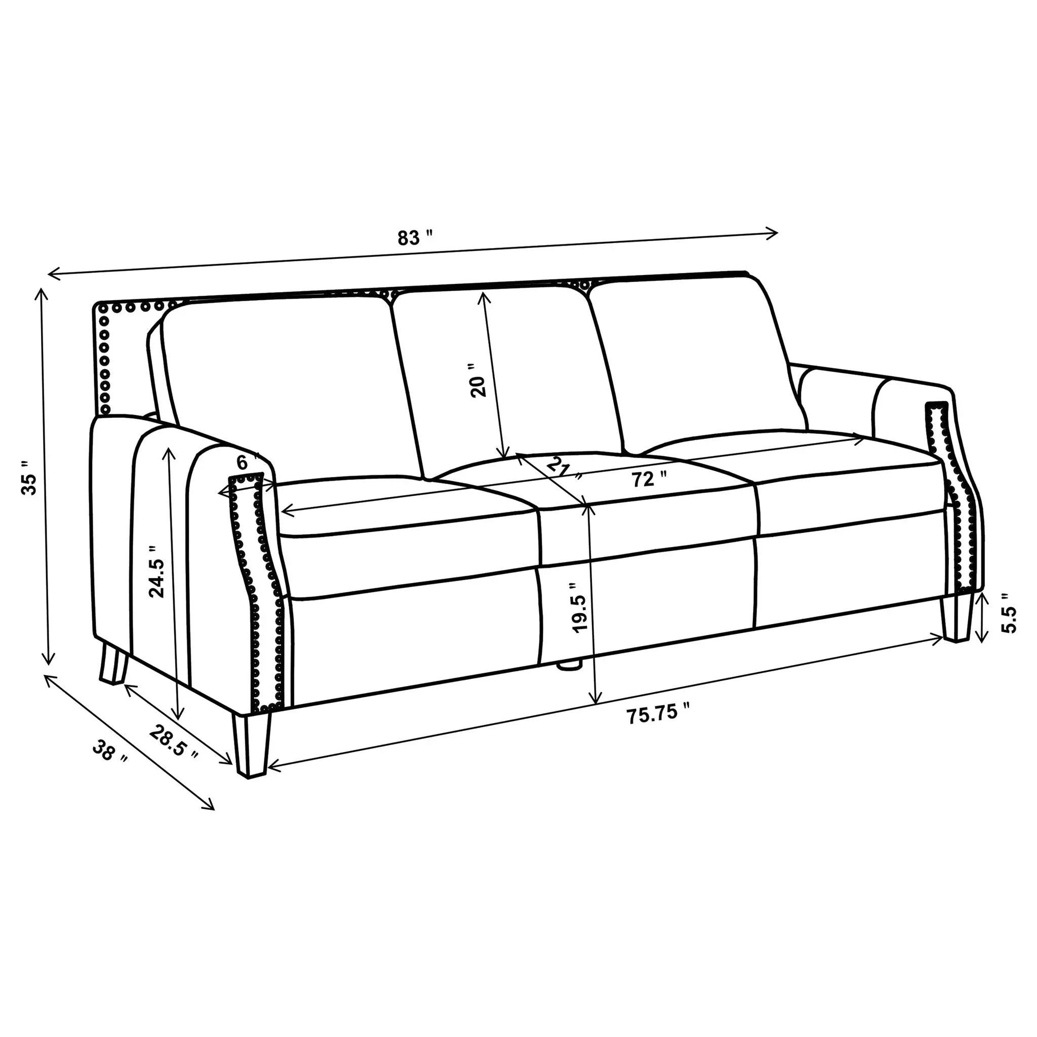 Gunderson - Upholstered Recessed Sofa In Sugar Leather With Tapered Legs - Brown by HouseOfZazla