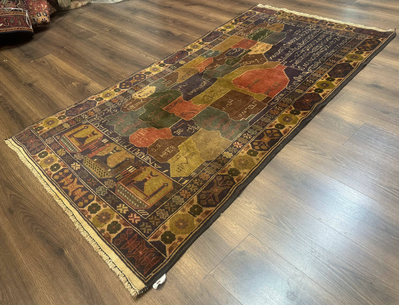 Afghan Rug 4x7, Map of Afghanistan, Tribal Rug, Balouch Rug, New by Jewel Rugs