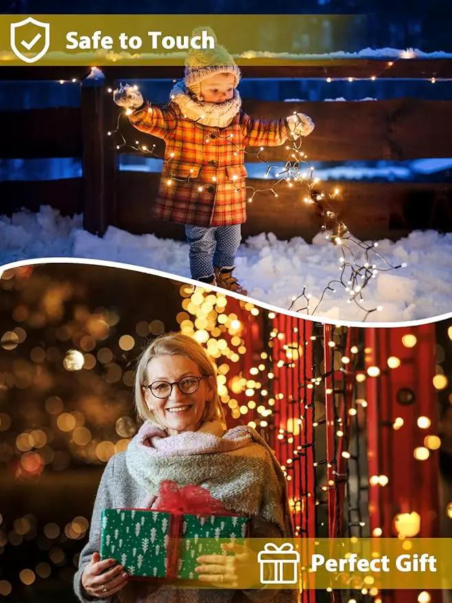 6 Pack 600 LED Solar String Lights for Outside, Solar Christmas Lights Outdoor Waterproof, Green Wire Twinkle Light with 8 Lighting Modes for Xmas Tree Wedding Party Garden Decorations (Warm White) by GreenHaven Gardens