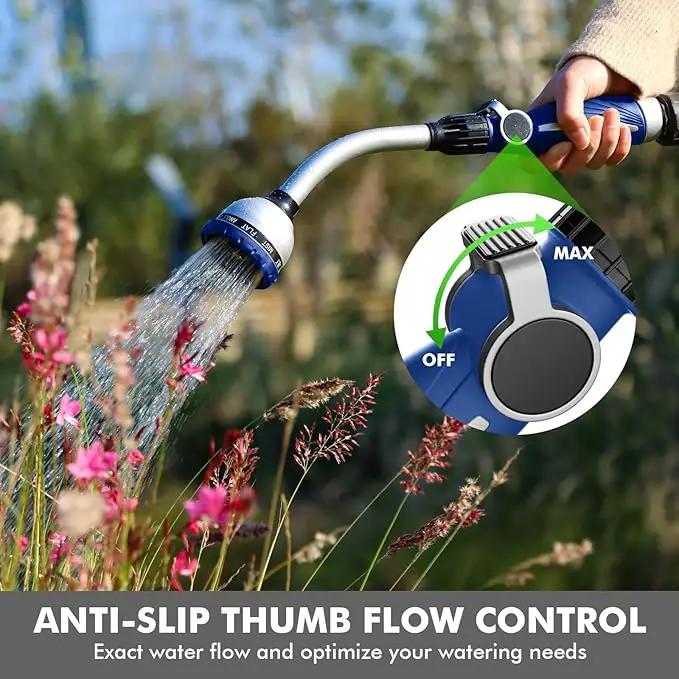 RESTMO Watering Wand Heavy Duty, Metal Garden Hose Wand with 10 Spray Patterns, 15-Inch Long Hose Nozzle Sprayer with Thumb Flow Control, Ideal to Water Hanging Baskets and Shrubs, Blue by GreenHaven Gardens