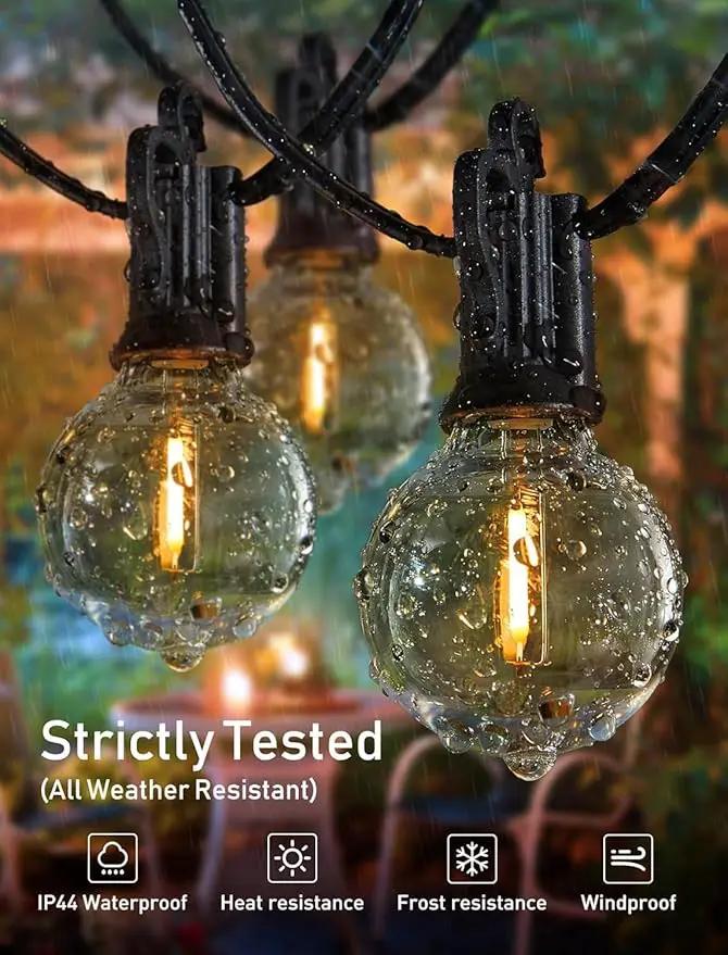 Brightown Outdoor String Lights - Globe Patio Lights 30 Ft with 15 G40 Shatterproof Bulbs, Waterproof Connectable Commercial Outdoor Lights for Backyard, Bistro, Porch, Cafe, Deck by GreenHaven Gardens
