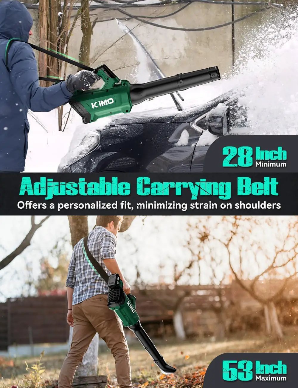 KIMO Cordless Leaf Blower with Battery and Charger, 750CFM 220MPH, 4 Speeds w/Turbo Mode, Brushless Motor, 3 Extended Tube, 2x4.0Ah Battery Powered Leaf Blowers for Lawn Care Patio Cleaning Wet Leaves by GreenHaven Gardens