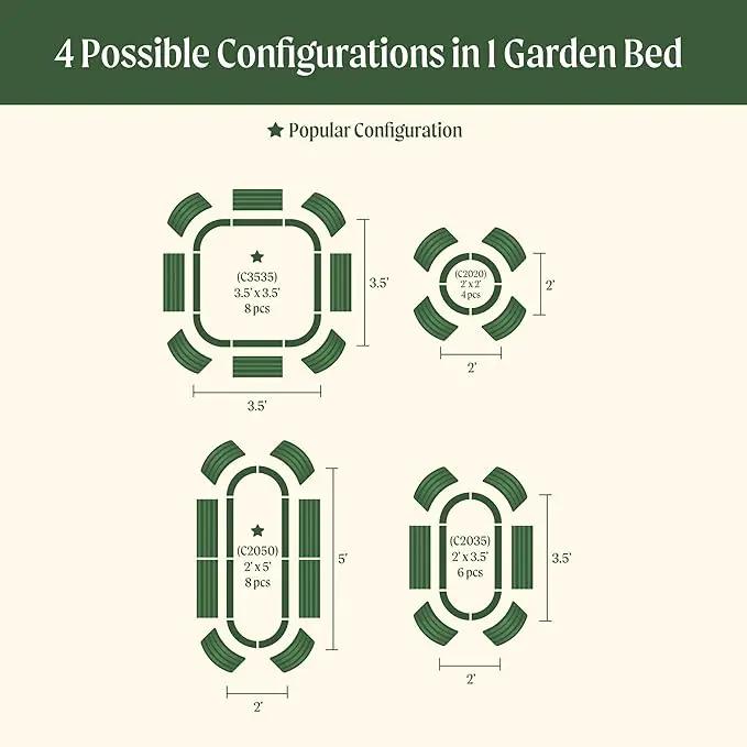 Vego garden 32" Extra Tall Raised Garden Bed Kits, 4 in 1 Modular Raised Planter Box for Vegetables Flowers Fruits Oval Metal Raised Garden Bed- Pearl White by GreenHaven Gardens