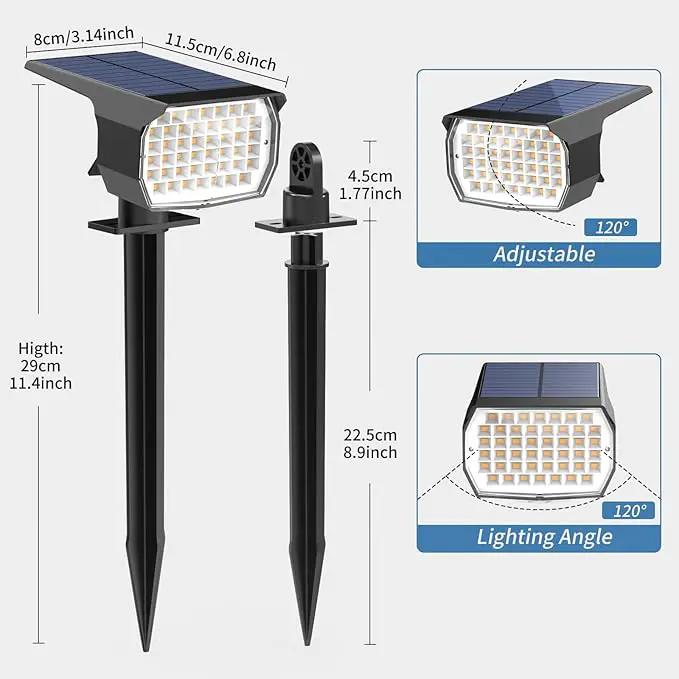 Solar Spot Lights Outdoor Waterproof IP65, 6 Pack Landscape Spotlights with 46 LEDs, 3 Modes Auto On/Off Solar Powered Flood Lights for Outside Pathway, Yard, Garden, Walkway (Warm White) by GreenHaven Gardens