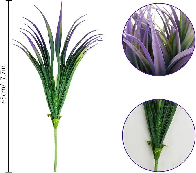 16Pcs Artificial Grass Fake Plants 17.3in Outdoor Plants UV Resistant Faux Greenery Stems Fake Grass for Home Window Garden Office Patio Pathway Front Porch Halloween Décor Green & Purple by GreenHaven Gardens