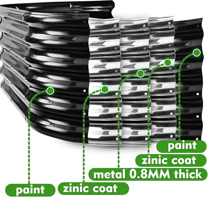 17" Tall Outdoor Garden Raised Garden Bed Kits, 4ft X 2ft Oval,0.8MM Thick Metal Raised Planter Bed/Ground Planter Box for Variety of Flowers,Herbs,Vegetables (Black, 48X24X16.5 Inches) by GreenHaven Gardens