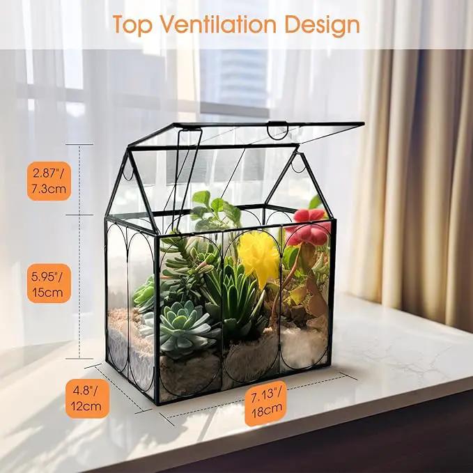 Plant Terrarium Jar, Rifny Indoor House Shape Glass Terrarium Planter with Lid for Venus Fly Trap Succulent Live Air Plants, Small Terrarium Decor for Home Office (Without Plants) by GreenHaven Gardens